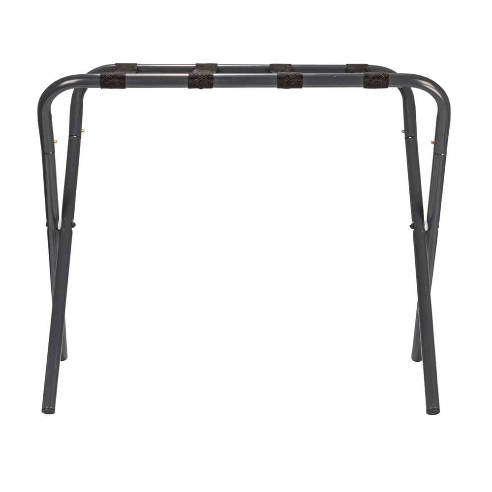 Gray and Black Collapsible Luggage Rack with Metal Frame