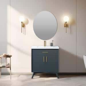 Nolan 30 in. W x 18 in. D x 34 in. H Bath Vanity in Vintage Blue with White Ceramic Vanity Top