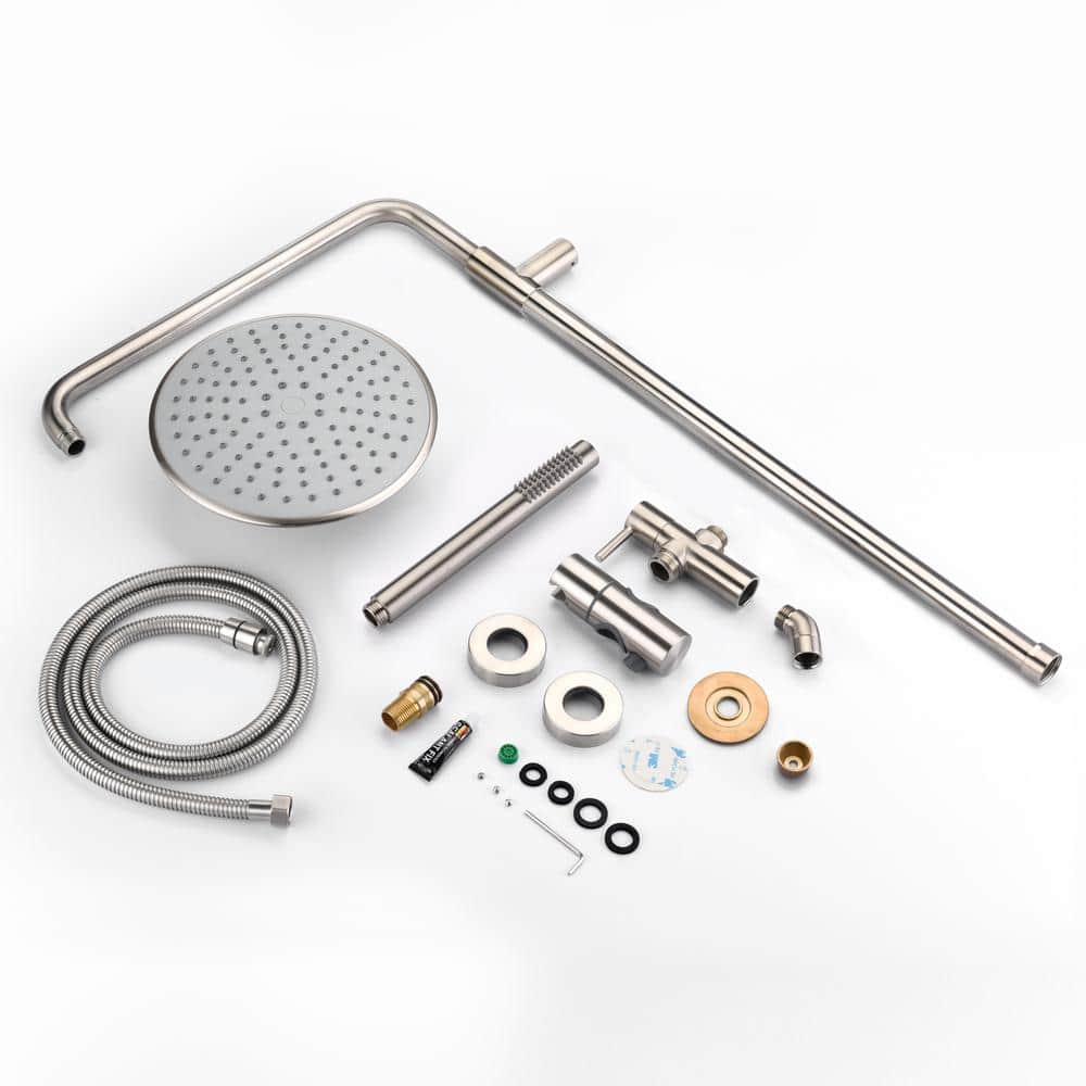 Brushed Nickel Wall Mounted Rain Shower System with Handheld