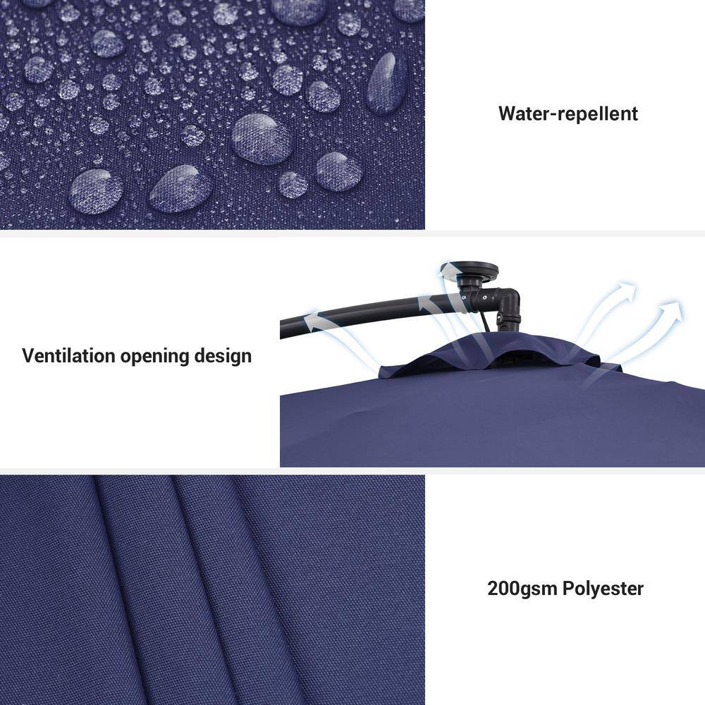 8.5 ft Navy Blue Cantilever Umbrella with Charcoal Grey Steel Pole