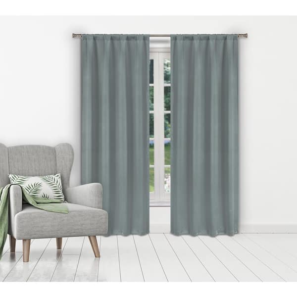 BLACKOUT 365 Aquamarine Thermal Rod Pocket Blackout Curtain - 38 in. W x 84 in. L