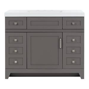 Rosedale 42 in. W x 18.75 in. D Bath Vanity in Taupe Gray with Cultured Marble Vanity Top in White with White Sink