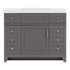Rosedale 42 in. W x 19 in. D x 37 in. H Single Sink Bath Vanity in Taupe Gray with White Cultured Marble Top