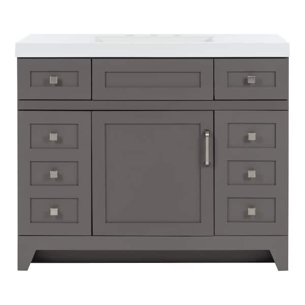 Rosedale 43 in. Single Sink Taupe Gray Bath Vanity with White Cultured Marble Top (Assembled)