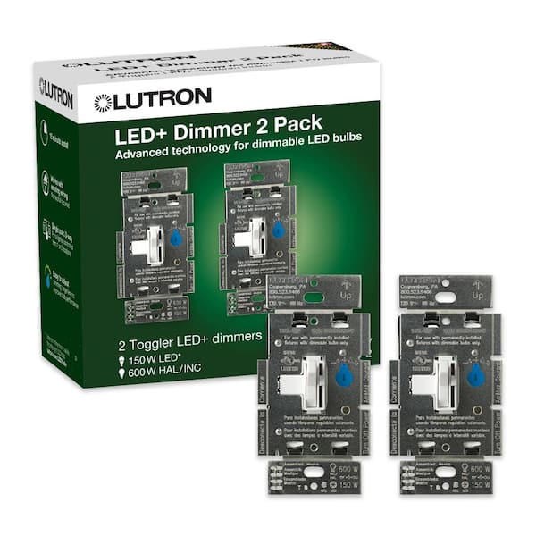 Lutron Toggler 150-Watt Single-Pole/3-Way CFL-LED Dimmer White (2-Pack) TGCL-153P-WH-2 Home Depot