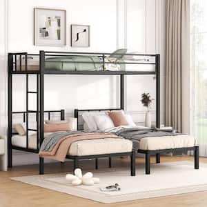 Detachable Style Black Twin/Twin XL over Twin and Twin Metal Triple Bunk Bed