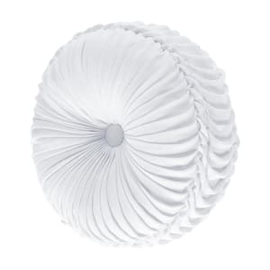 Florence White Polyester Tufted Round 15 in. x 15 in. Decorative Throw Pillow