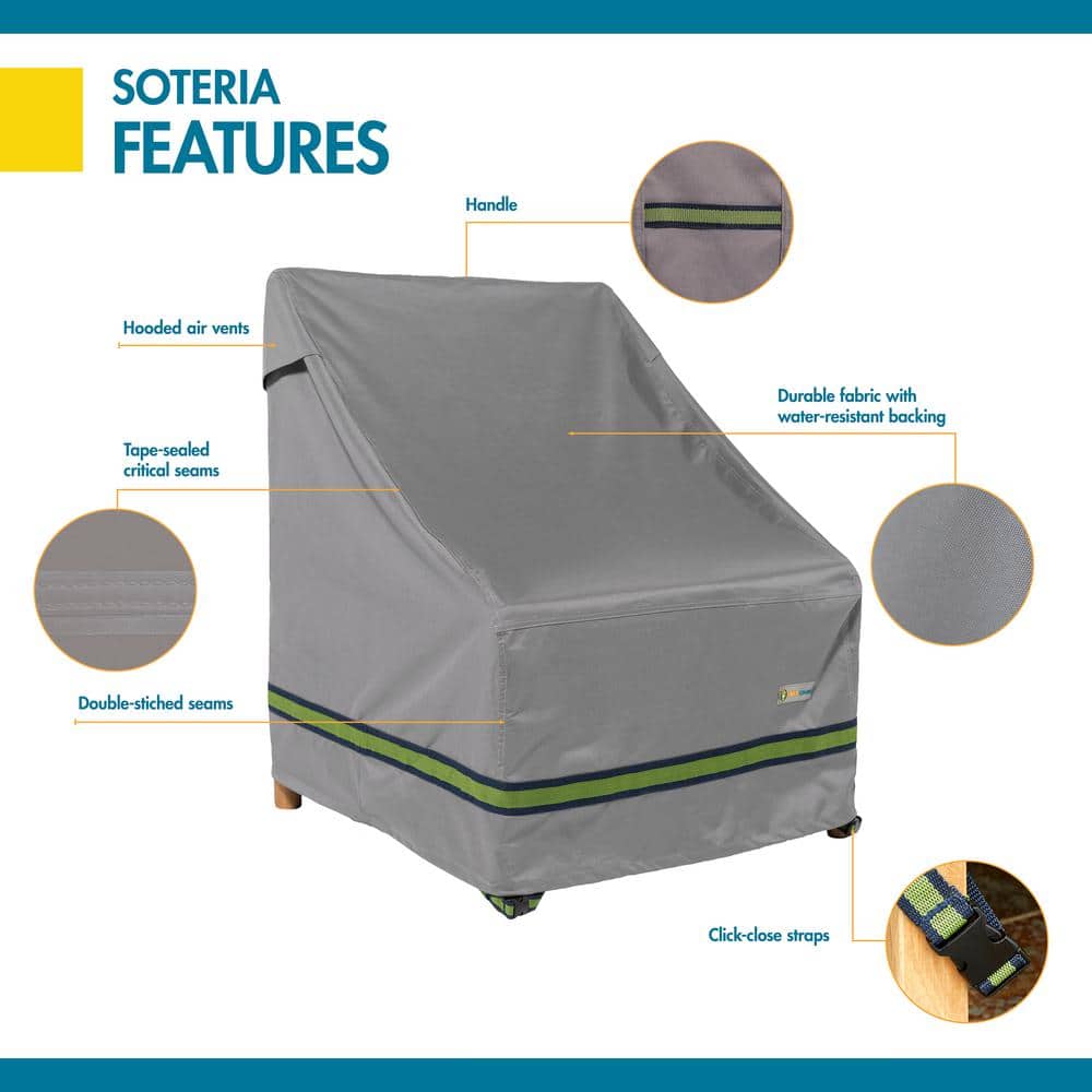 Soteria Gray Waterproof 32 Inch Patio Chair Cover with Snaps