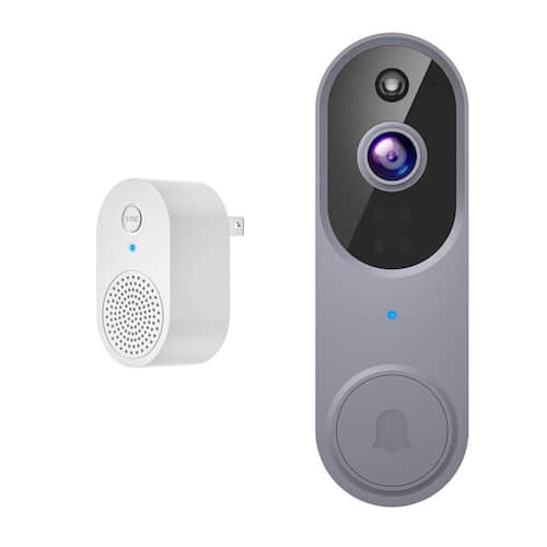 Gray Wireless Wi-Fi Video Doorbell Camera, AI Motion Detection