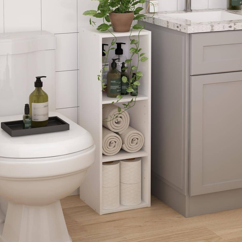 White Adjustable 3-Tier Composite Wood Storage Shelf