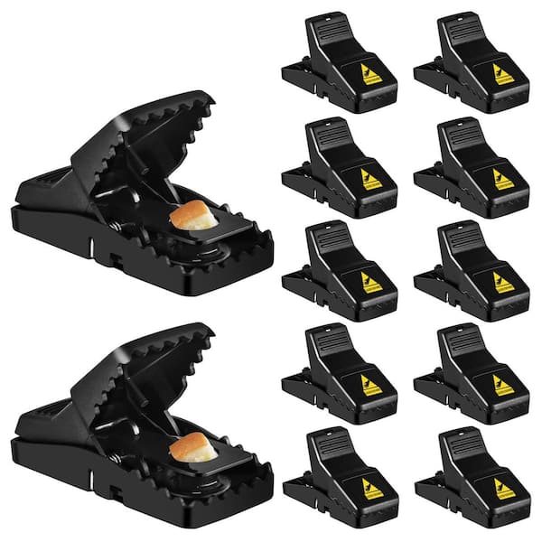 3.9 in. Mouse Trap for Home Quick Effective Sanitary Safe Mouse Catcher for Family and Pet, Black (12-Pack)