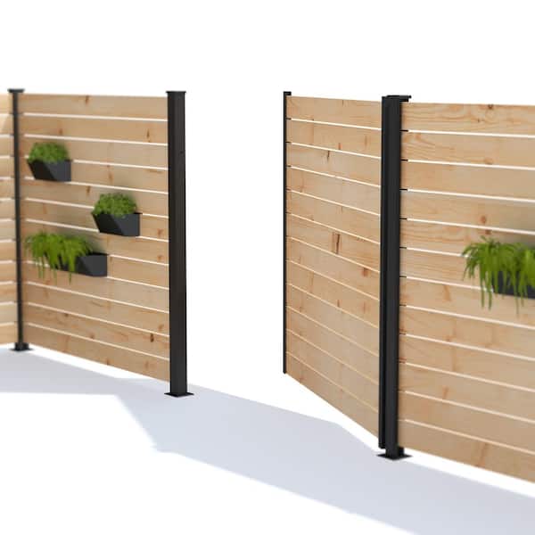 HOFT Gate Frame Kit 71 in. Black Aluminum for Horizontal Boards (hinges and locks sold separately)