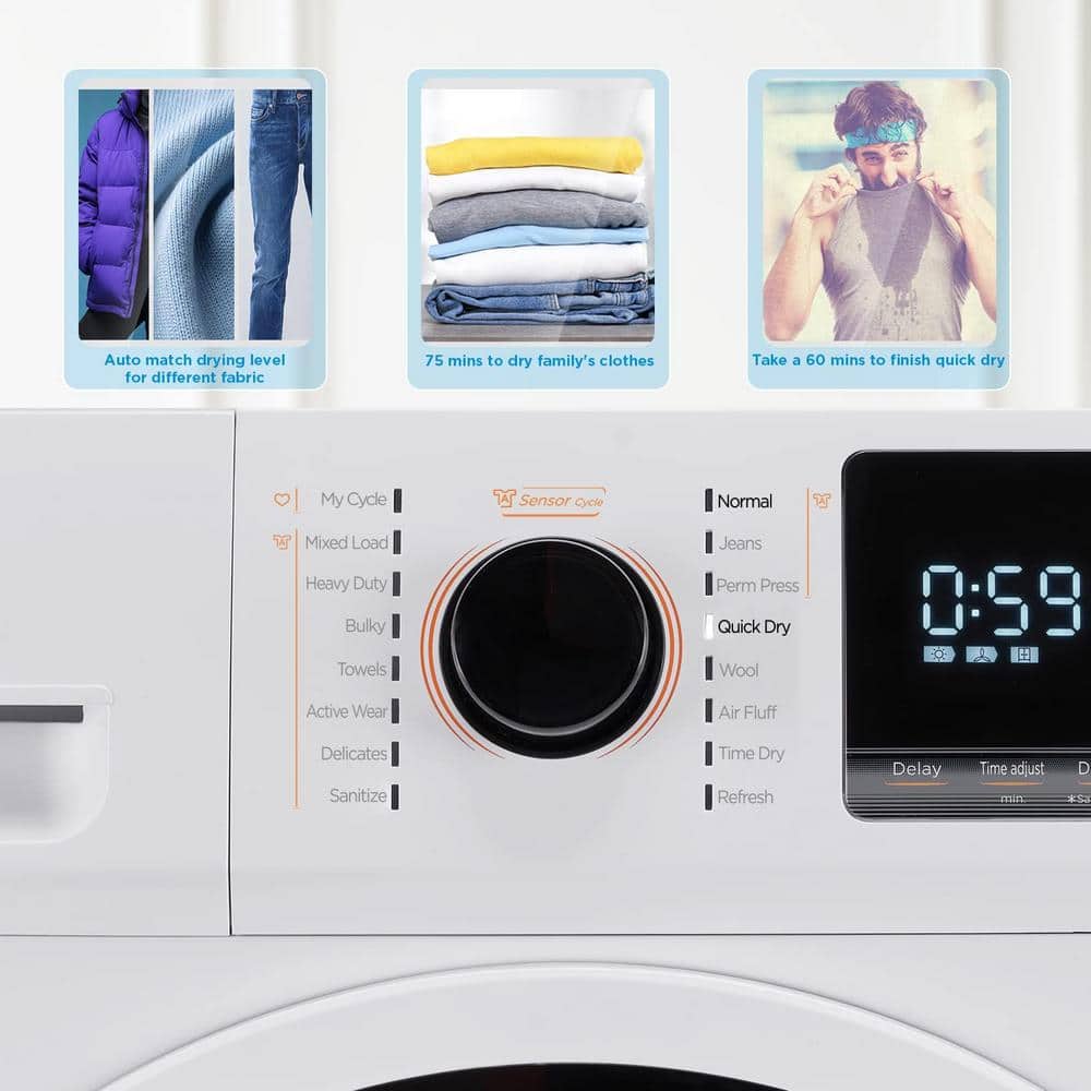 Midea 4.4 Cu. Ft. White Stackable Ventless Electric Dryer with Sensor Dry