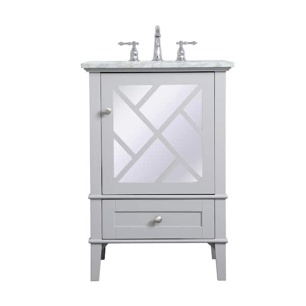 Unbranded Timeless Home 24 in. W x 20.5 in. D x 35 in. H Single Bathroom Vanity in Grey with Marble
