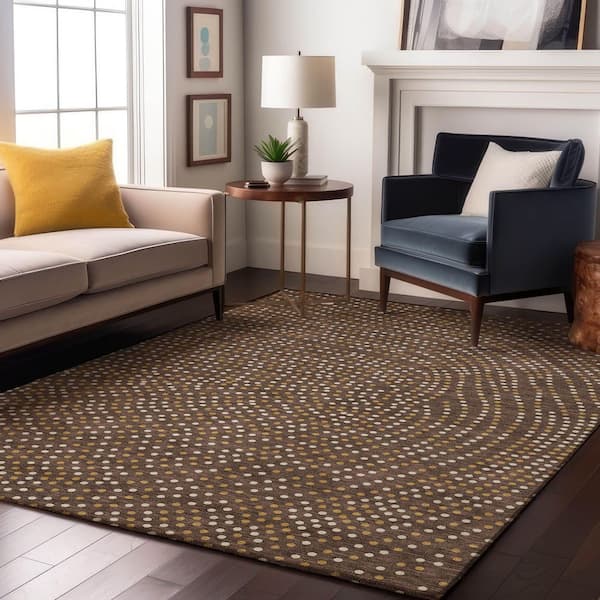 Mayfield Premium Machine Washable Abstract AMF1021 Brown 10 ft. x 14 ft. Area Rug