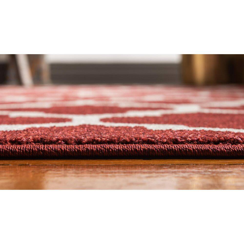 Rectangular Red Trellis Synthetic Indoor Area Rug