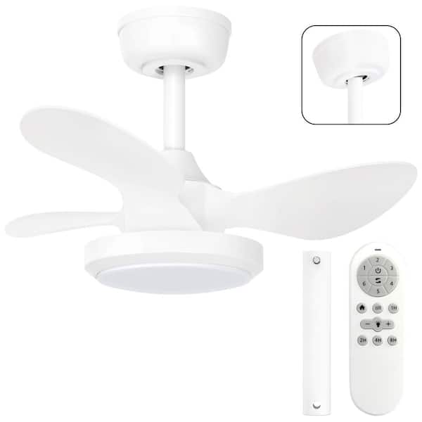 Quiet and Energy-Saving 24 in. Indoor white Ceiling Fan with Dimmable Integrated LED and Remote Control