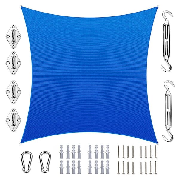 AMGO 12 ft. x 20 ft. Rectangle Sun Shade Sail with Hardware Kit-Blue