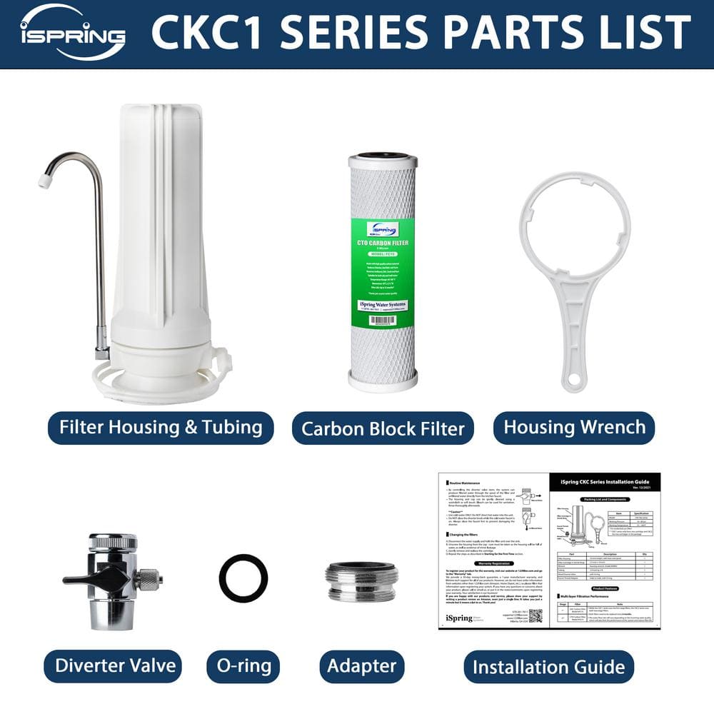 Compact White Countertop Water Filtration System with Carbon Filter