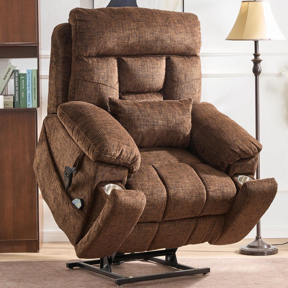 Enhanced Flagship Oversized Dual OKIN Motor Chenille Lift Recliner with Mas