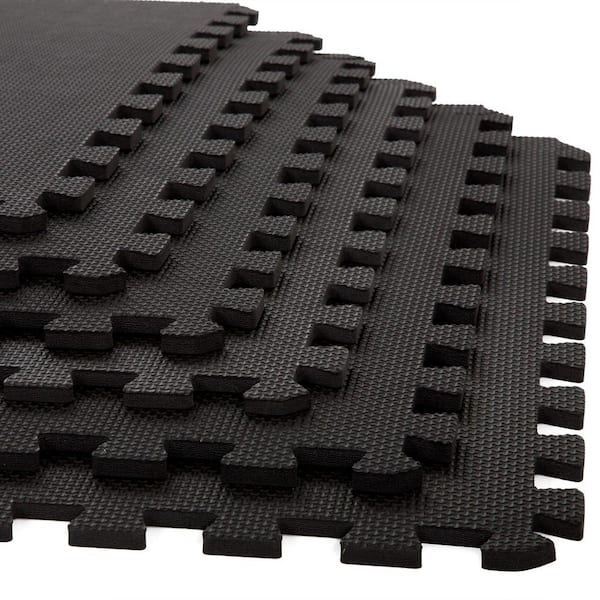 Everyday Essentials 24-sq. ft 6-Piece Black Indoor Interlocking EVA Foam  Tile