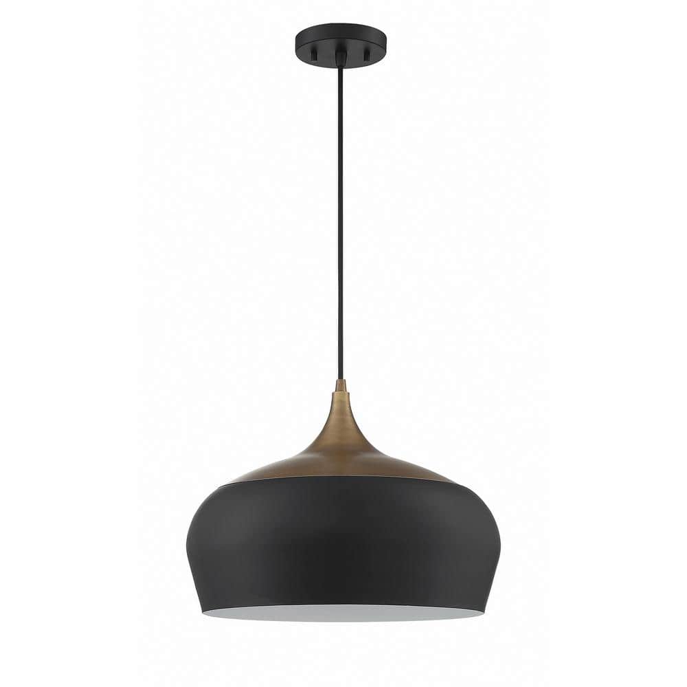 Orian Grande Adjustable Black and Brass 1-Light Pendant