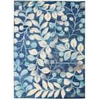 Nourison Tranquil Navy Blue 5 ft. x 7 ft. Floral Modern Area Rug 484000 ...