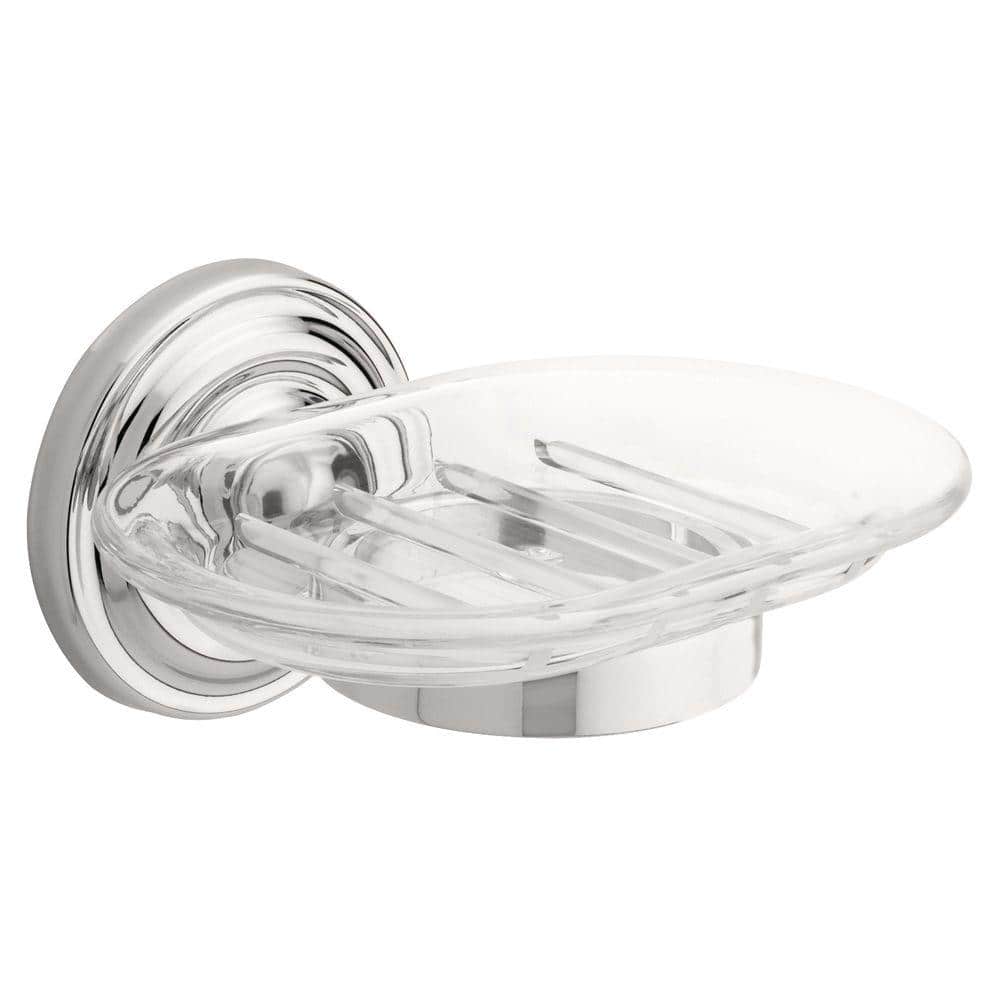 Bath Bliss Gel Suction Soap Dish in Chrome - Shower-mounted Soap Dish with  No Tools Required Installation