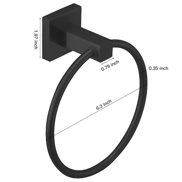 Self-Adhesive Towel Ring Holder For Bathroom, SUS 304 Stainless Steel No-Drill Wall Mount, Black