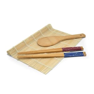 6 Pc Multicolor Bamboo Chopstick Set with Rice Paddle and Sushi