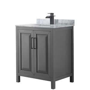 Daria 30 in. W x 22 in. D x 35.75 in. H Single Bath Vanity in Dark Gray with White Carrara Marble Top