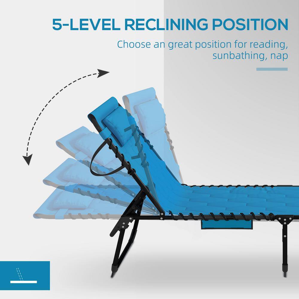 Light Blue Padded Folding Outdoor Chaise Lounge Set