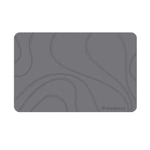 15.35 in. x 23.62 in. Stone Bath Mat, Super Absorbent Quick-Drying Diatomaceous Earth Bath Mat, Dark Gray