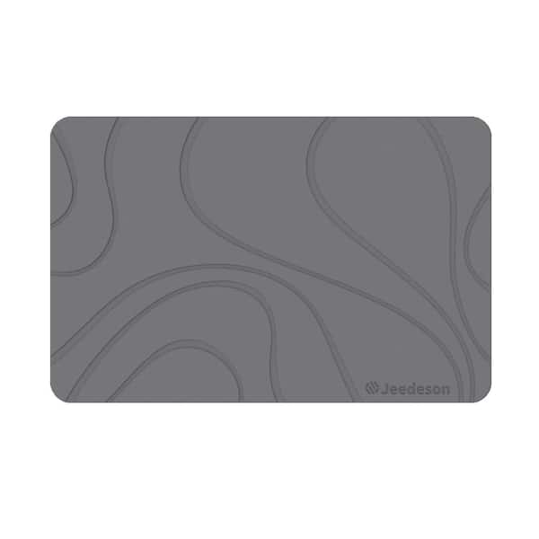 Jeedeson 15.35 in. x 23.62 in. Stone Bath Mat, Super Absorbent Quick-Drying Diatomaceous Earth Bath Mat, Dark Gray