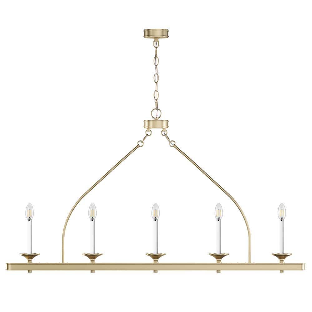 51.96 in. 5-Light Linear Kitchen Island Candle Chandelier Linear Hanging Li