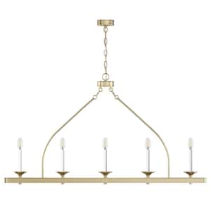 51.96 in. 5-Light Linear Kitchen Island Candle Chandelier Linear Hanging Light Fixture