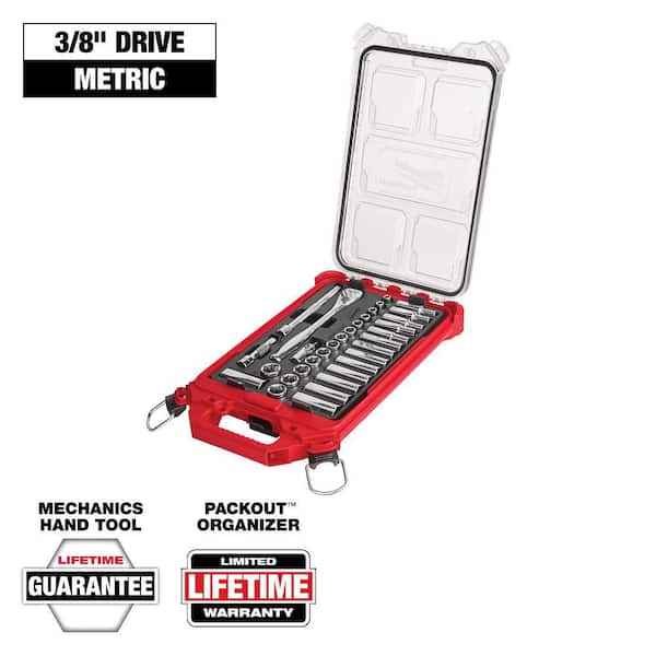 3/8 in. Drive Metric Ratchet and Socket Mechanics Tool Set with PACKOUT Case (32-Piece)
