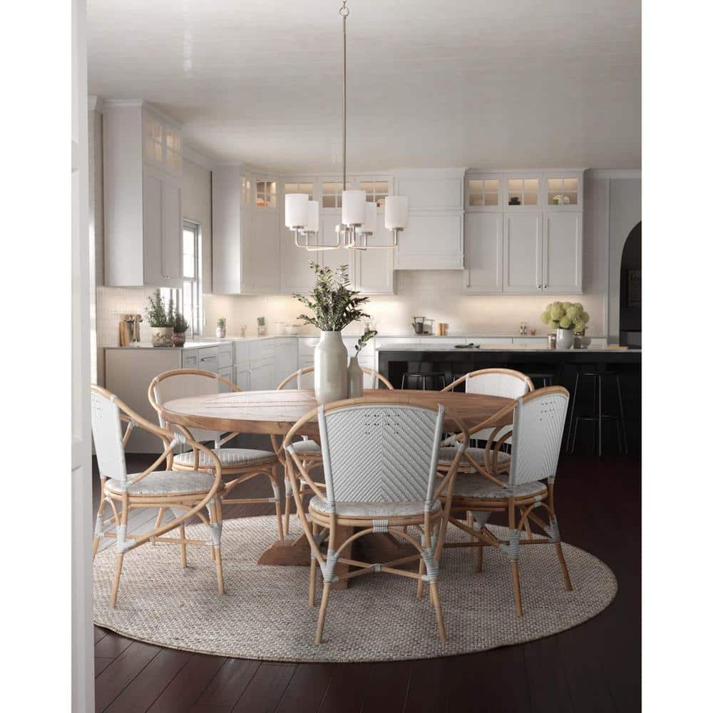 Merry 5-Light Brushed Nickel Chandelier with Etched Glass Shades