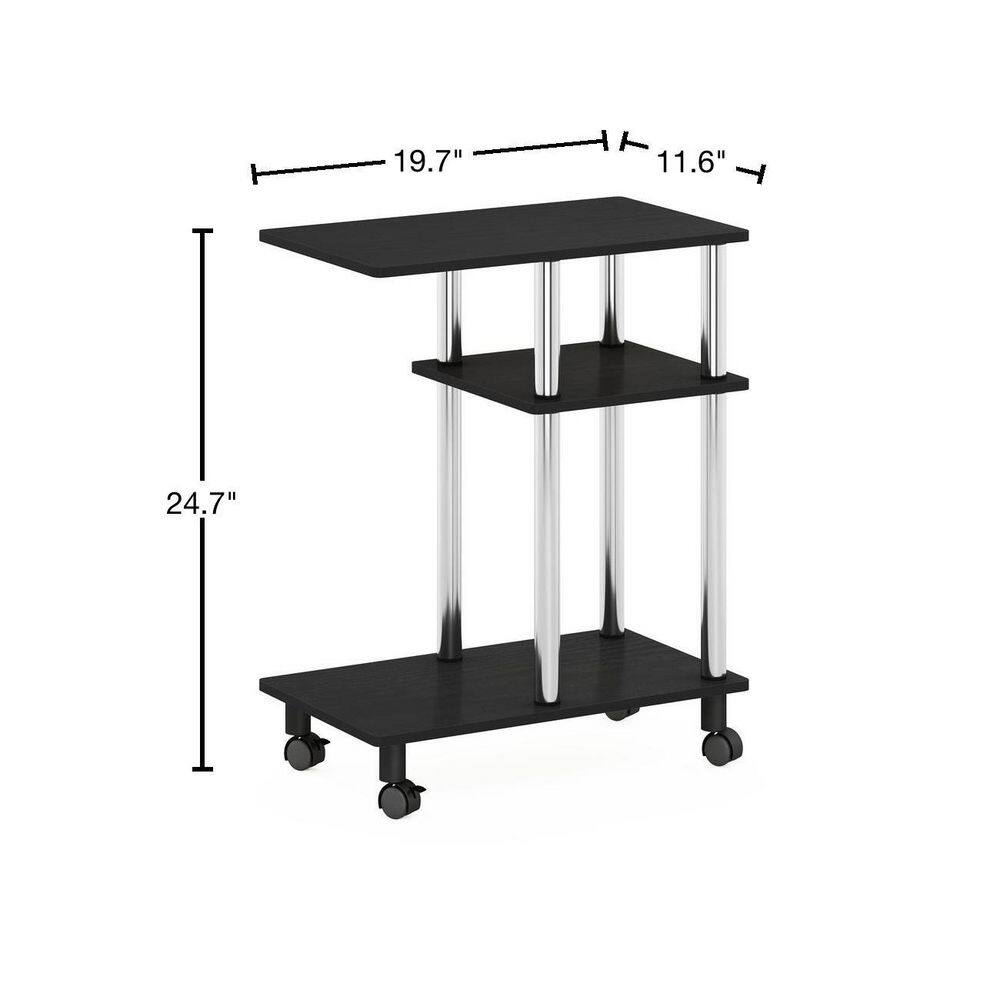 Americano and Stainless Steel U Shape Sofa Side Table with Casters