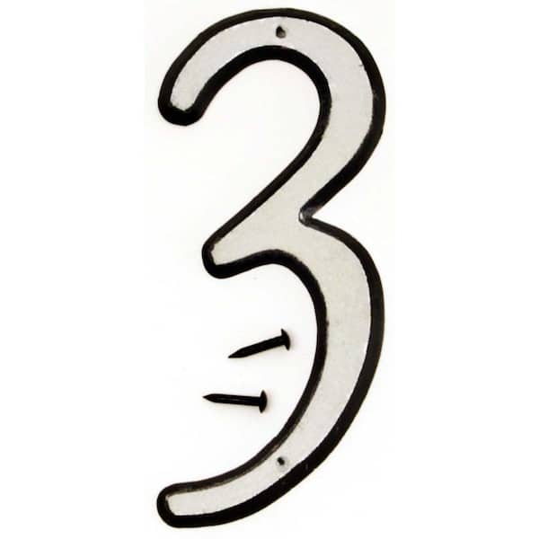 HY-KO 4 in. Plastic Reflective Number 3