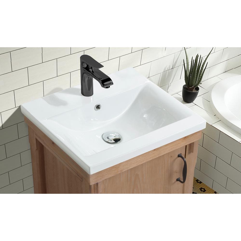 Marina Driftwood Solid Wood Single Bathroom Vanity with Ceramic Top
