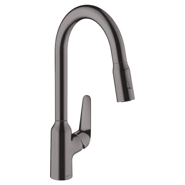 Hansgrohe Focus N Single-Handle Pull Down Sprayer Kitchen Faucet with QuickClean in Brushed Black Chrome