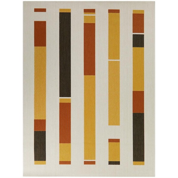 Arturo Yellow 7 ft. 10 in. x 10 ft. Abstract Indoor/Outdoor Area Rug