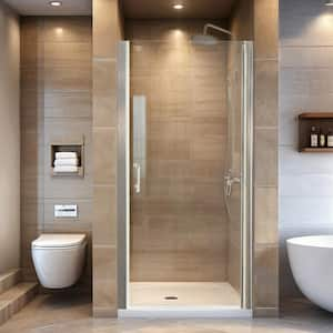 34-35.3 in. W x 72 in. H Brushed Nickel Frameless Pivot Shower Door with 1/4 in Thick Clear Tempered Glass