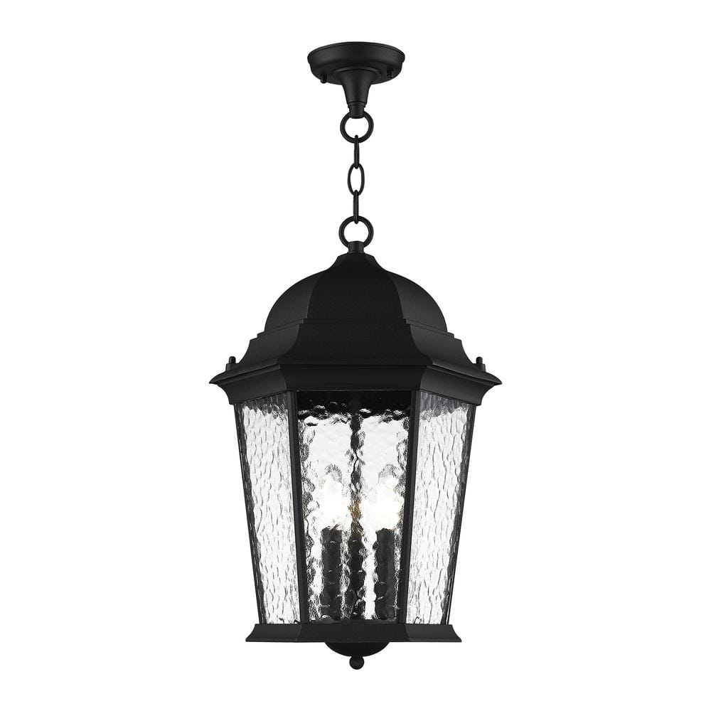 Livex Lighting Hamilton 3 Light Textured Black Outdoor Pendant Lantern ...