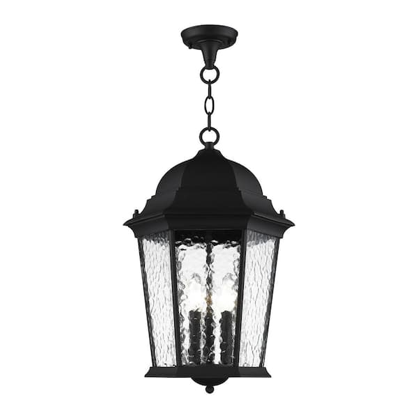 Livex Lighting Hamilton 3 Light Textured Black Outdoor Pendant Lantern ...