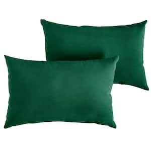 Sunbrella Canvas Teal Green Rectangular Outdoor Knife Edge Lumbar Pillows (2-Pack)