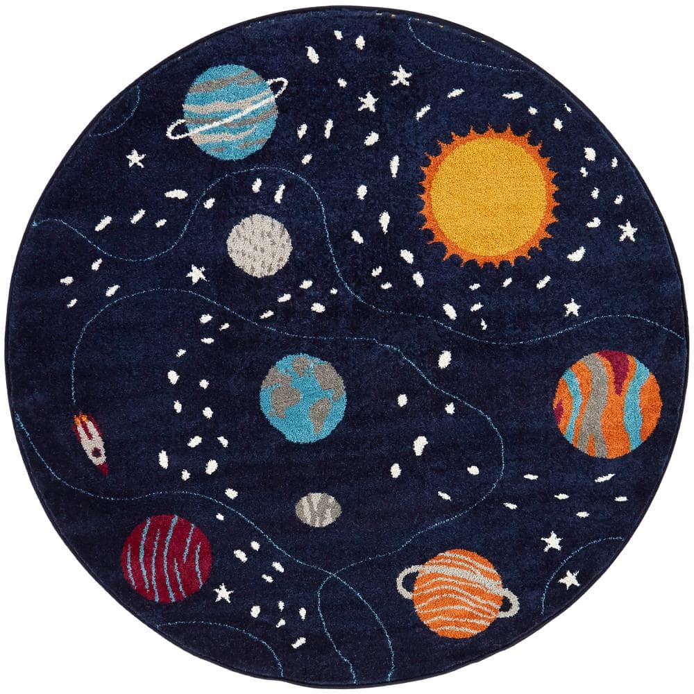 BALTA Space Explorer Novelty Navy 5 ft. 3 in. x 5 ft. 3 in. Indoor Area ...