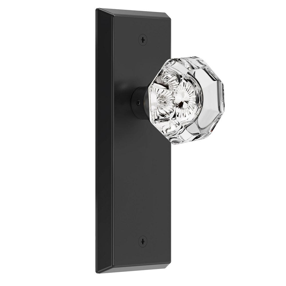 Vintage Matte Black Interior Hall/Closet Unkeyed Passage Door Knob with Crystal Knob and Beveled Rectangular Backplate price history on PriceWatchPro