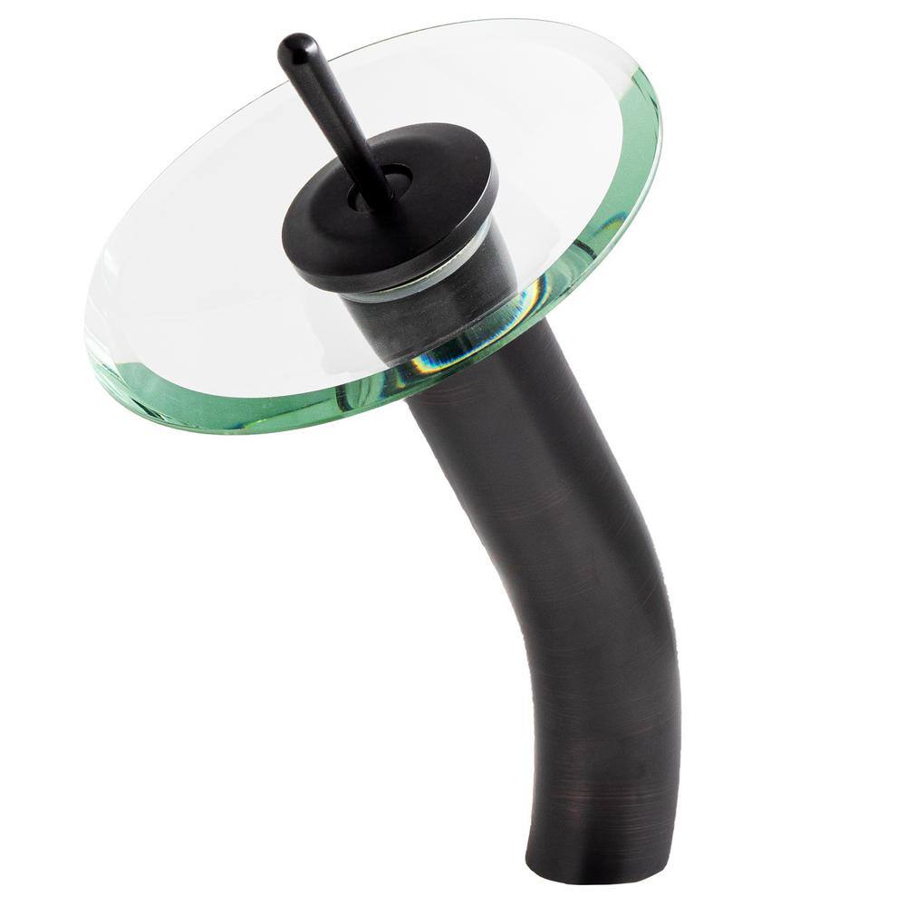 Oil Rubbed Bronze Single Handle Vessel Sink Faucet with Clear Glass Disc